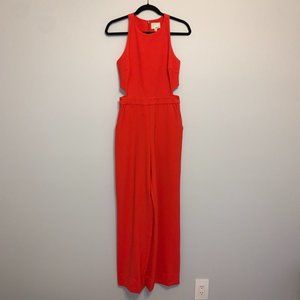Orange Red Jumpsuit with Rectangular Cut-Outs